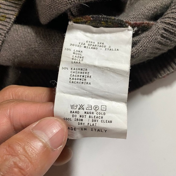 Etro Wool Cashmere AOP V Neck Sweater Women's 40 Small BOHO Cottage Core - Picture 5 of 9